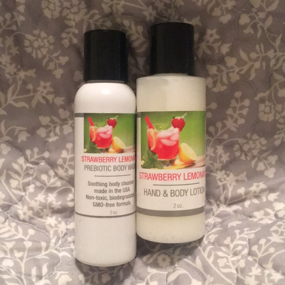 Organic Strawberry Lemonade Body Wash & Lotion Duo